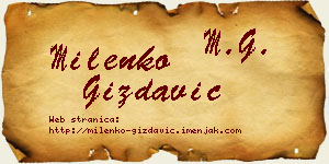 Milenko Gizdavić vizit kartica